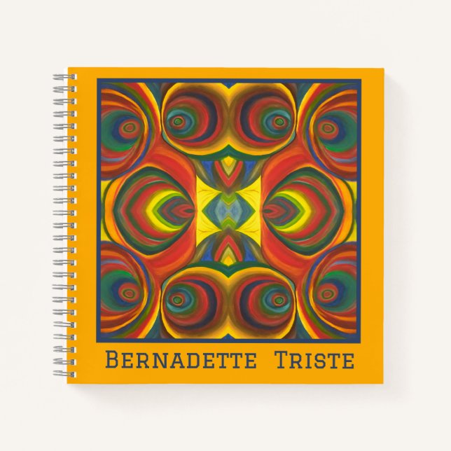 Carnet Ajouter le nom Red Yellow Orange Owl Inspiré Motif (Devant)