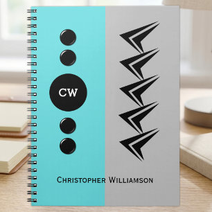 Carnet Ajouter les initiales nom turquoise et gris