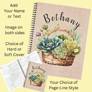 Carnet Ajouter un nom ou un texte, panier de Plantes succ