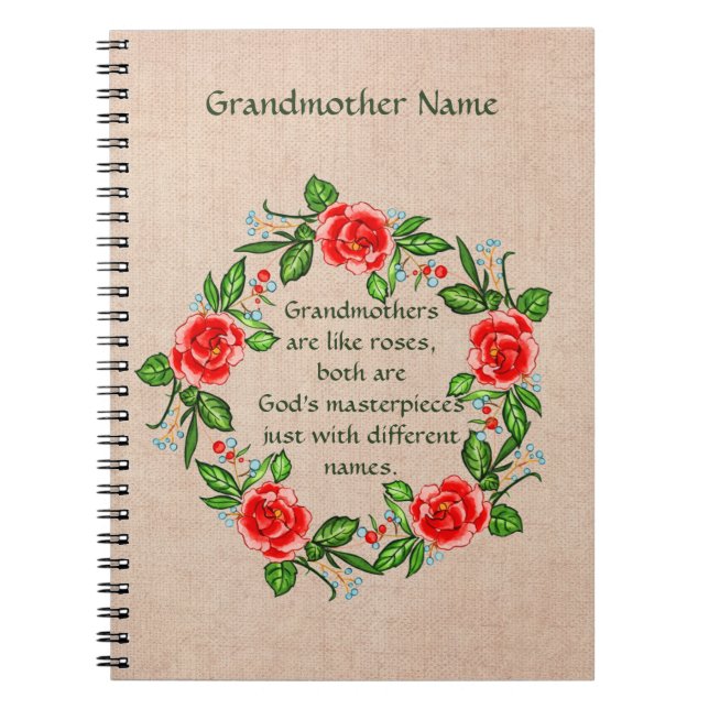 Carnet Ajouter un texte, grand-mères Comme Roses, grand-m (Devant)