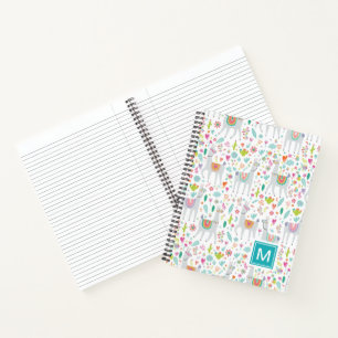 Carnet Ajouter votre initiale   Cute Pastel Llama Motif