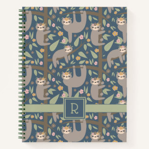 Carnet Ajouter votre initiale   Motif de fentes florales 