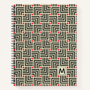 Carnet Ajouter votre initiale   Motif Lignes géométriqu