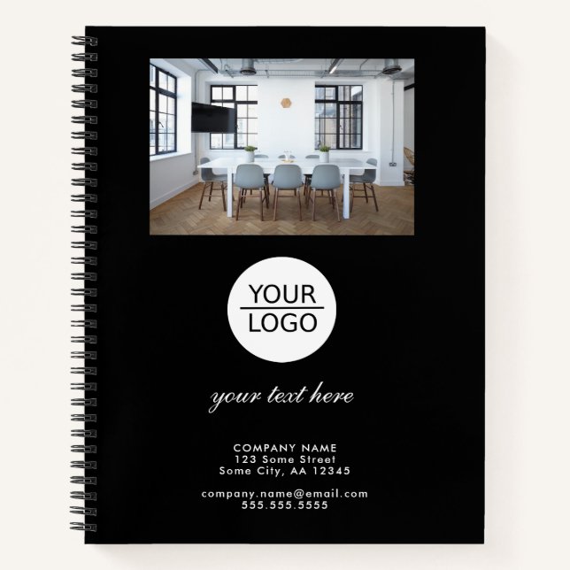 Carnet Ajouter votre logo Texte personnalisé Photo promot (Devant)