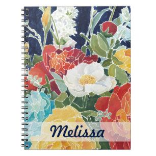 Carnet Ajoutez votre I floral   de minuit nommé