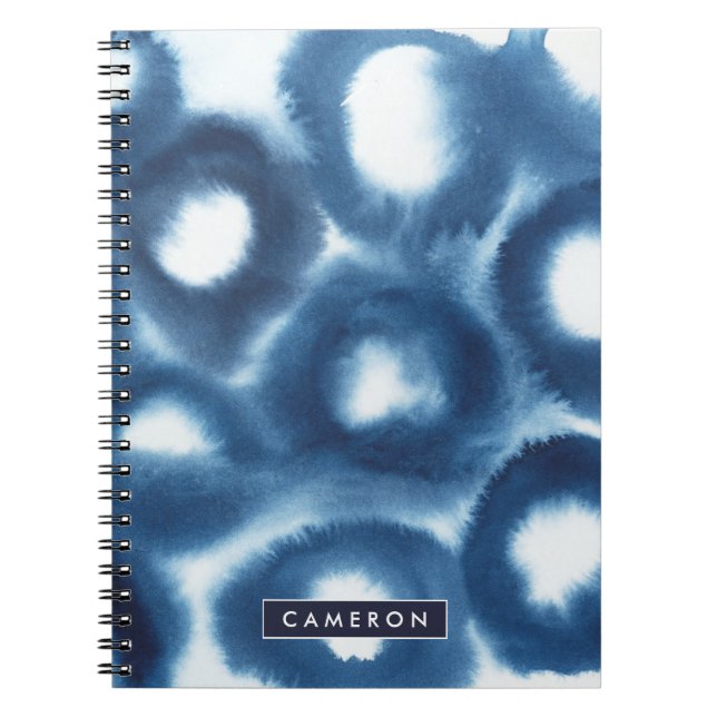 Carnet Ajoutez votre nom | Cercles d'impression d'aquarel (Devant)