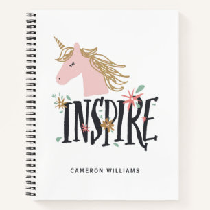 Carnet Ajoutez votre nom   Inspirer   Gold Mane Unicorn