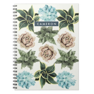 Carnet Ajoutez votre nom Ligne de succulents