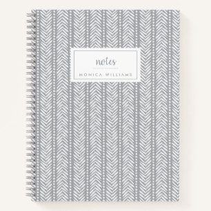 Carnet Ajoutez votre nom   Motif Chevron Gray Hand Drawn