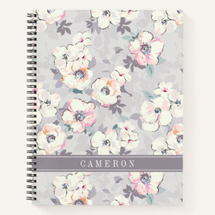 Carnet Ajoutez votre nom   Motif d'aquarelle rose doux