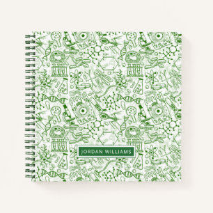 Carnet Ajoutez votre nom   Motif de biologie verte