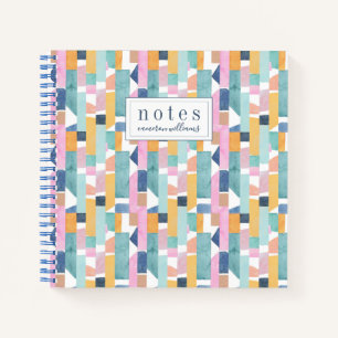 Carnet Ajoutez votre nom   Motif de forme d'aquarelle Abs