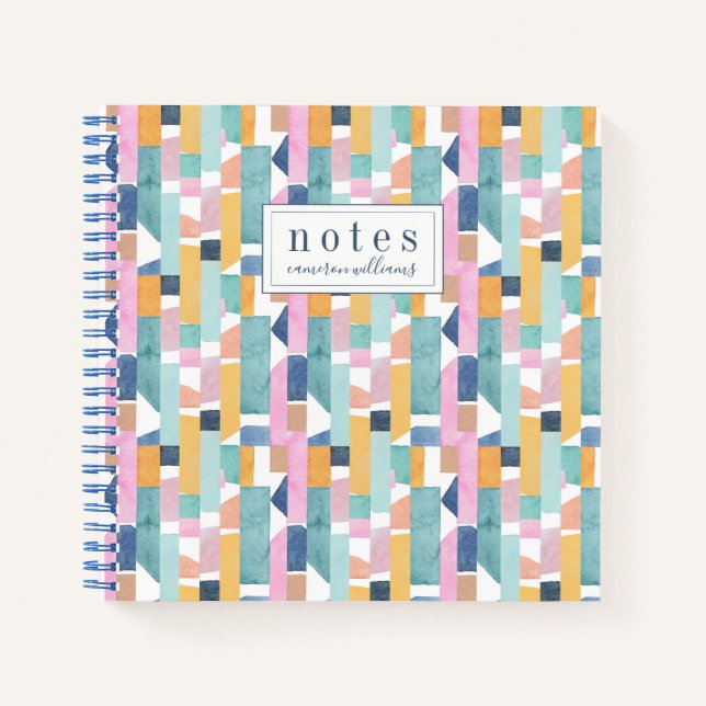 Carnet Ajoutez votre nom | Motif de forme d'aquarelle Abs (Devant)