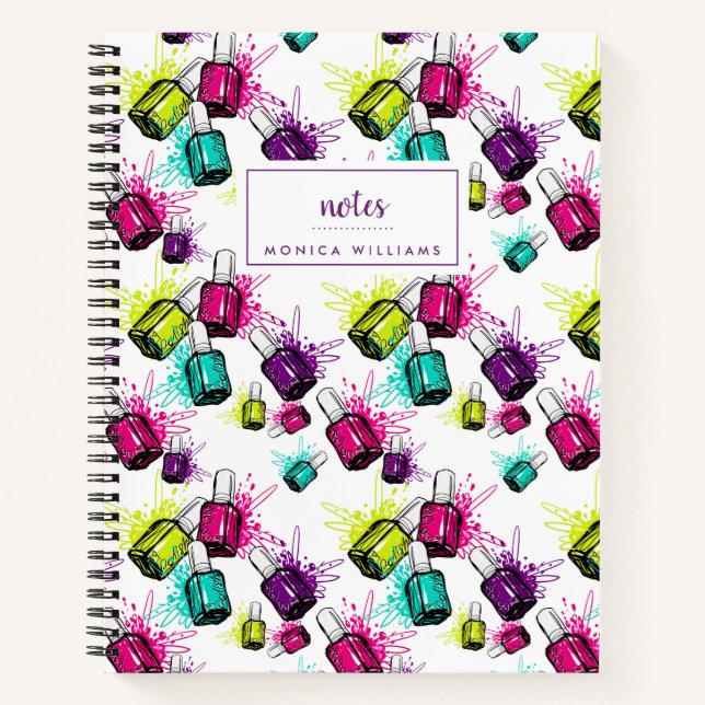 Carnet Ajoutez votre nom | Neon Nail Motif polonais (Devant)