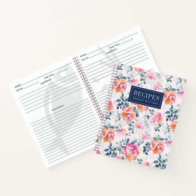 Carnet Ajoutez votre nom | Ordinateur portable Motif Rose (Intérieur)