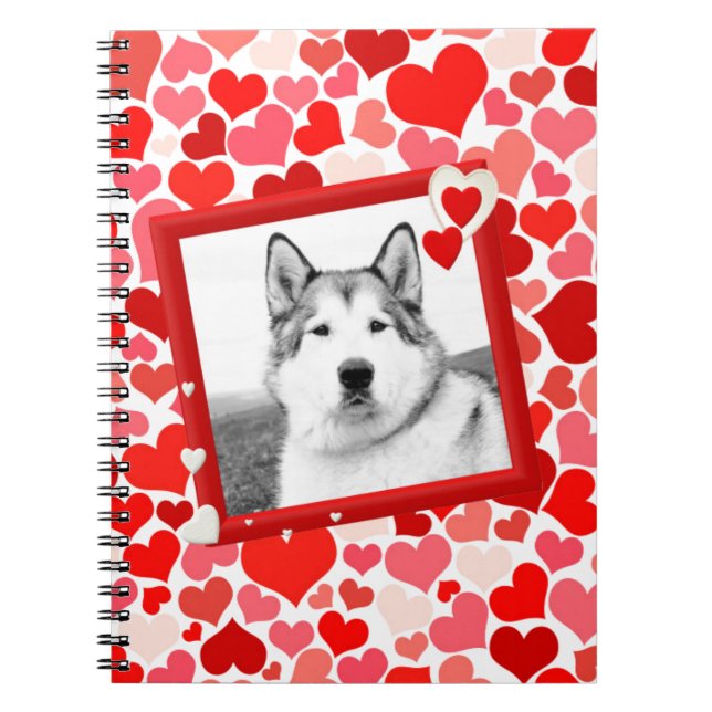 Carnet Alaskan Malamute Chien Valentines Coeur (Devant)