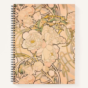 Carnet Alfonse Mucha Art Nouveau Peonies