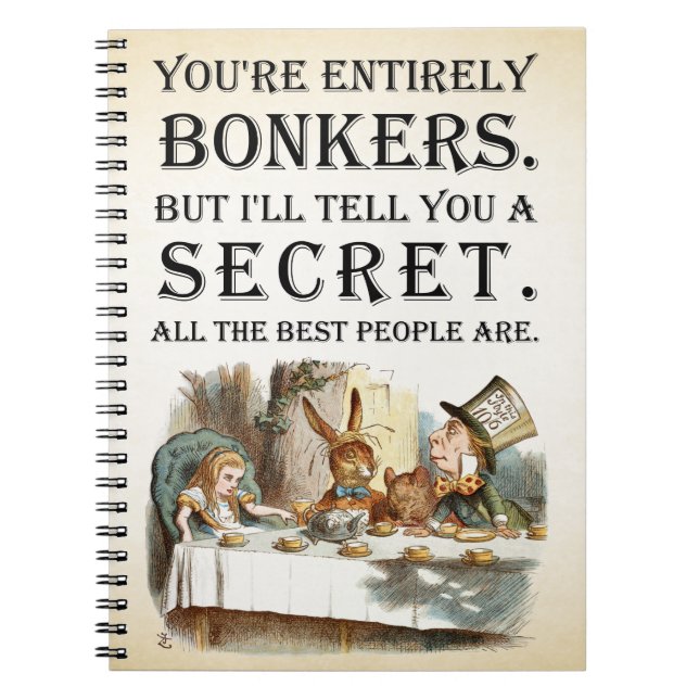Carnet Alice In Wonderland - Tea Party - Citation Bonkers (Devant)