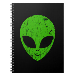 Carnet alien vert tête pour science-fiction extraterrest