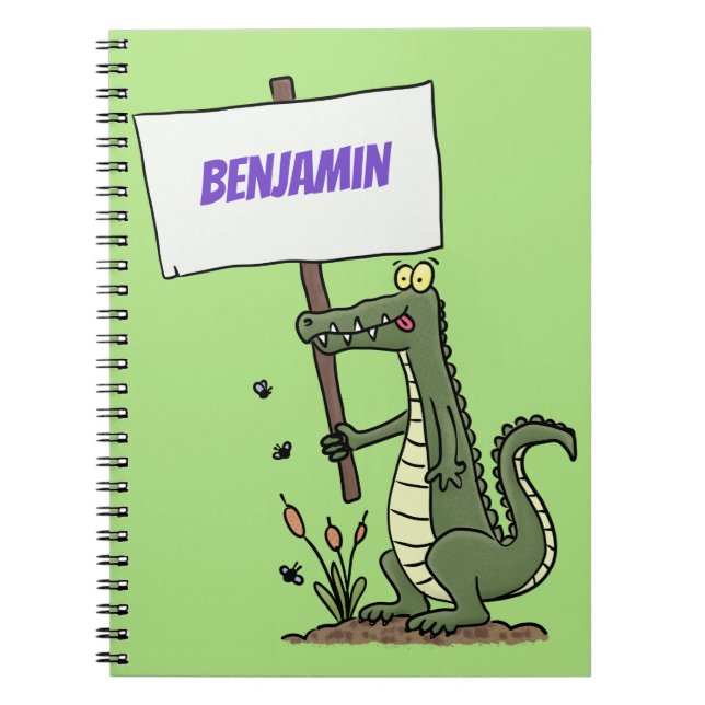 Carnet Aligator de crocodile drôle avec dessin animé (Devant)