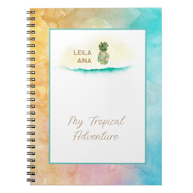 Carnet Aloha Aquarelle Île aux ananas (Devant)