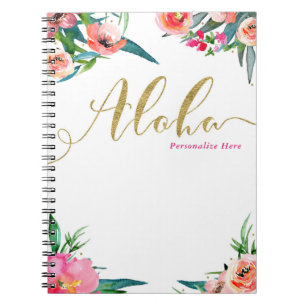 Carnet Aloha aquarelle moderne florale d'été tropical