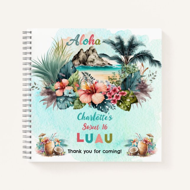 Carnet Aloha Luau Tropical Beach Sweet 16 Party GuestBook (Devant)