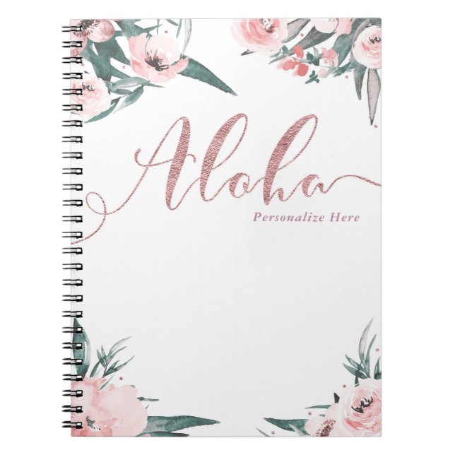 Carnet Aloha Pink Floral Tropical Modern Aquarelle (Devant)
