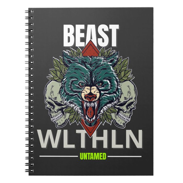 Carnet Alpha Beast _ Untamed Wolf Streetwear Fearless  (Devant)