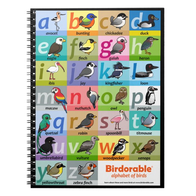 Carnet Alphabet Birdable des oiseaux (Devant)