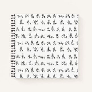 Carnet Alphabet de la langue des signes américaine en noi