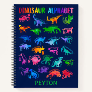 Carnet Alphabet Dinosaure Aquarelle Coloré Enfants Dino