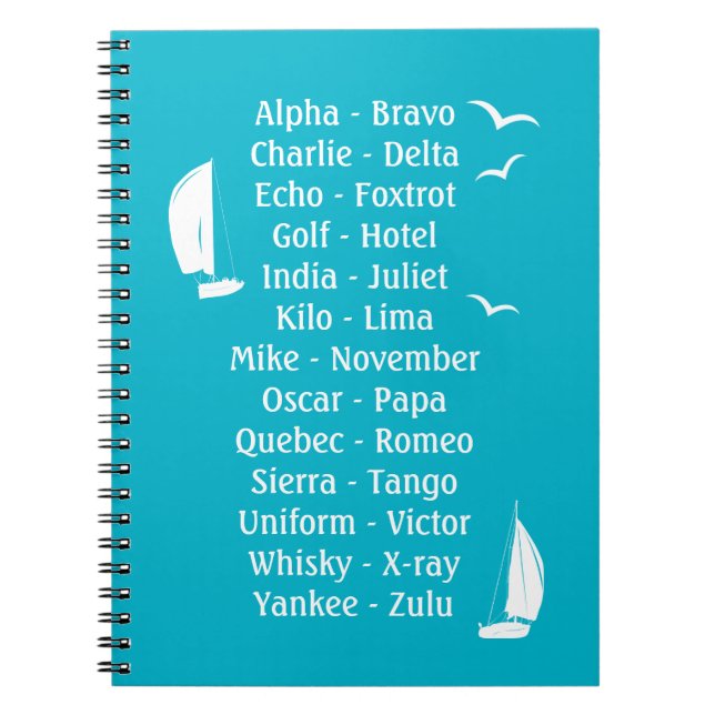 Carnet Alphabet phonétique, Voile Bleue (Devant)
