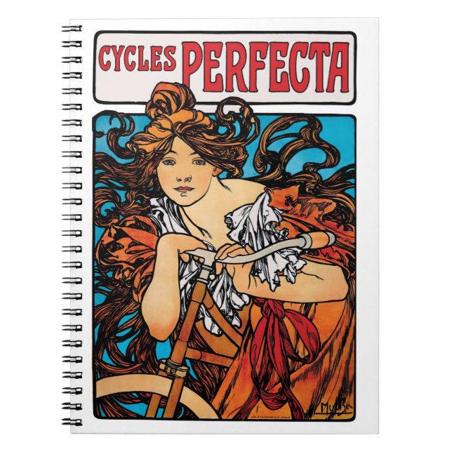 Carnet Alphonse Mucha - Cycles Perfecta Retro Art Nouveau (Devant)