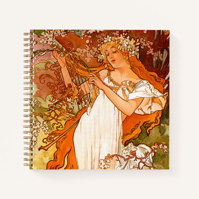 Carnet Alphonse Mucha Printemps Art Nouveau (Devant)