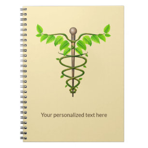 Carnet Alternative Médicale Caduceus Vert Feuilles Beige