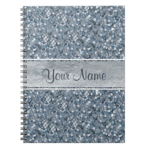 Carnet Aluminium argenté personnalisé chic de paillettes
