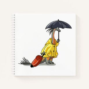 Carnet Amargasaurus Portant Un Parapluie Et Une Valise.