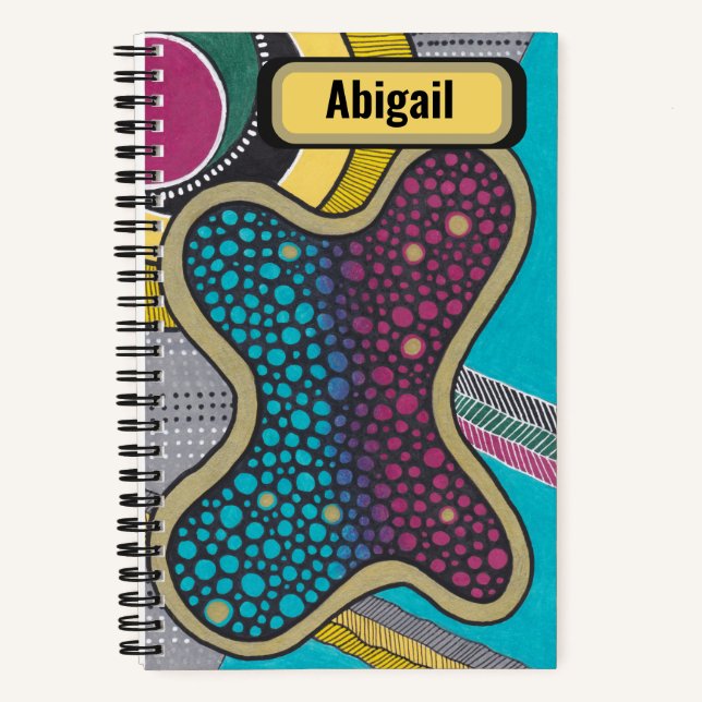 Carnet Ambieba brillant fou, personnalisé, art doodé (Recto)