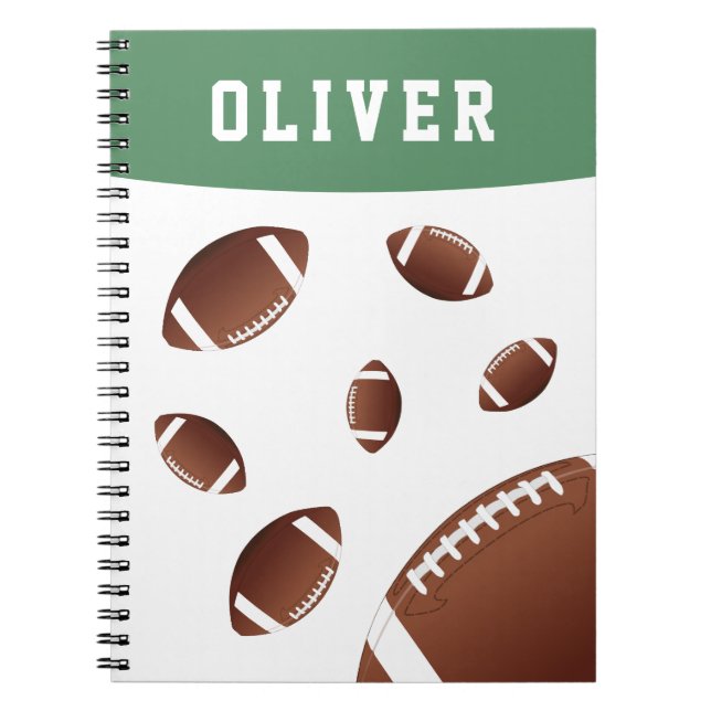 Carnet American Football Balls Sports Player Nom (Devant)