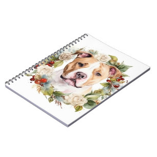 Carnet American Staffordshire Fête de la couronne de Noël