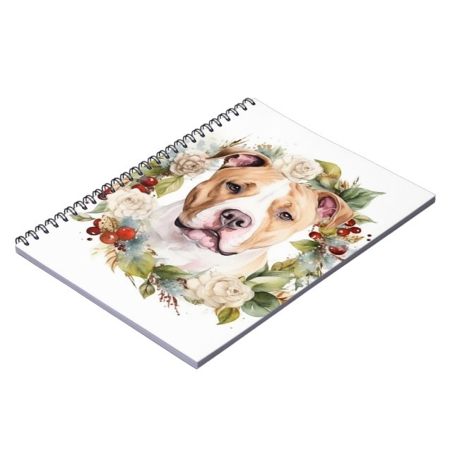 Carnet American Staffordshire Fête de la couronne de Noël (Côté gauche)