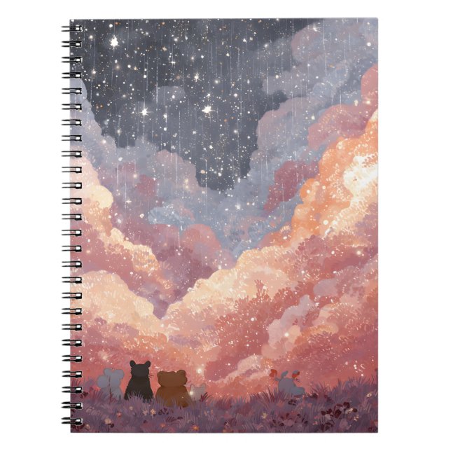 Carnet Amis d'animaux Whimsical sous Starry Sunset Sky a (Devant)