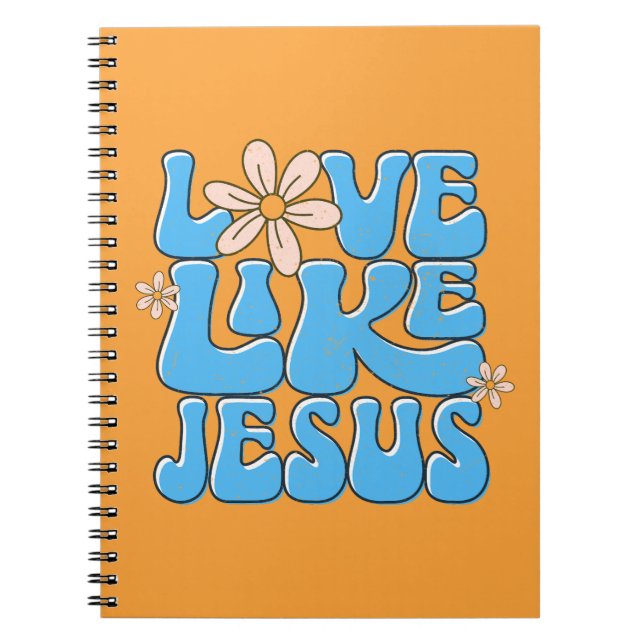 Carnet Amour Comme Jésus, Bleu Retro Daisy mignon chrétie (Devant)