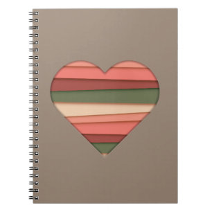 Carnet Amour du coeur rayé Saint-Valentin