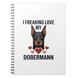 Carnet Amour fou pour le chien Dobermann Cœurs rouges_1