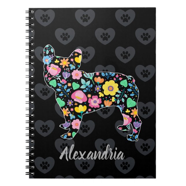 Carnet Amour mignon ma conception florale de bouledogue (Devant)