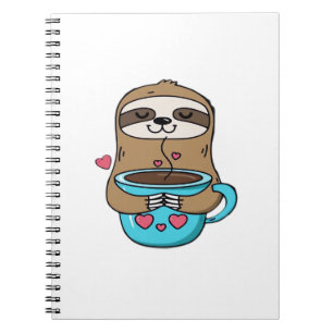 Carnet Amoureux De Café Chibi Sloth - Cute Kawaii Sloth H