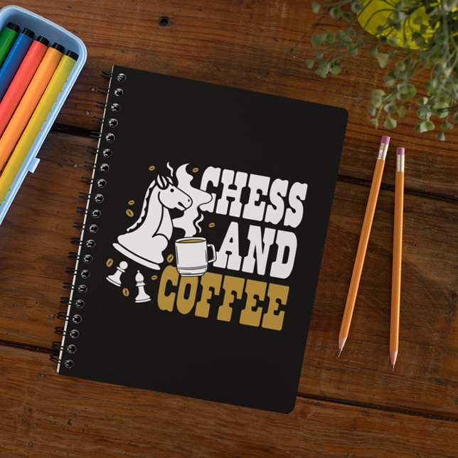 Carnet Amoureux d'échecs mignons et de café, art du caval (Cute Chess and Coffee Chess Lover Knight Art Notebook)