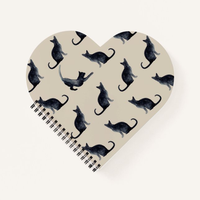 Carnet Amoureux des chats Cadeau Aquarelle Noir Chat (Devant)